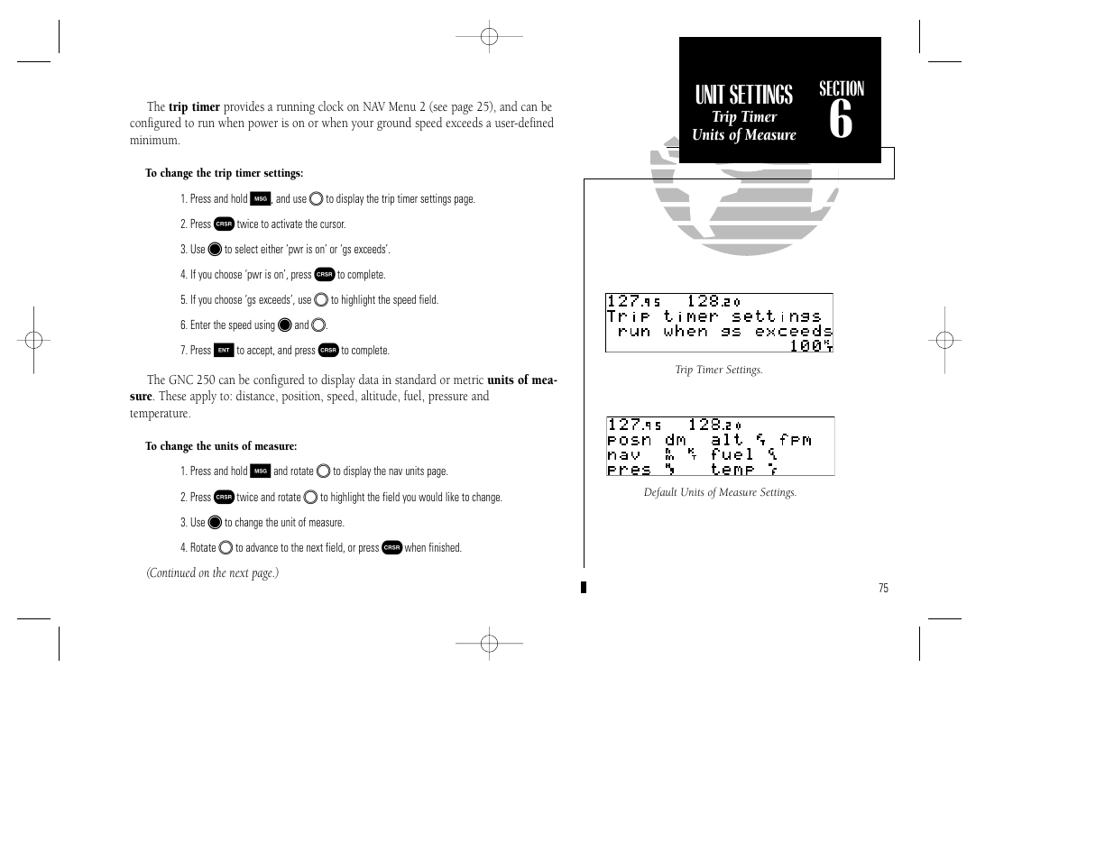 Appendix d, Unit settings | Garmin GNC 250 User Manual | Page 85 / 112