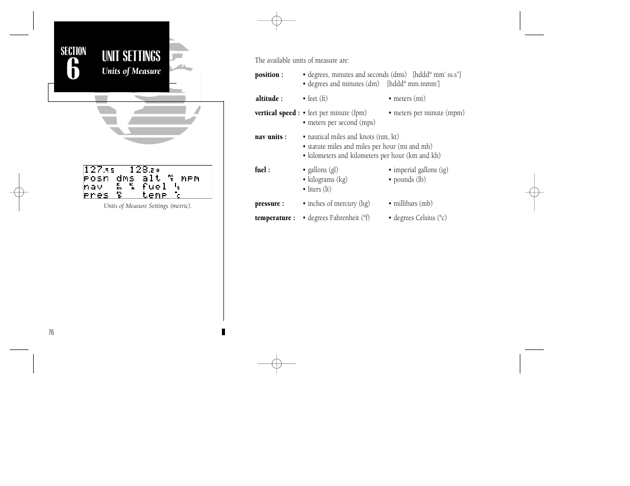 Appendix d, Unit settings | Garmin GNC 250 User Manual | Page 86 / 112