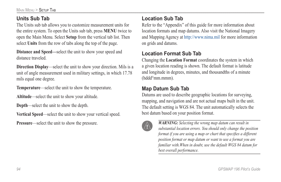 Garmin GPSMAP 196 User Manual | Page 102 / 132