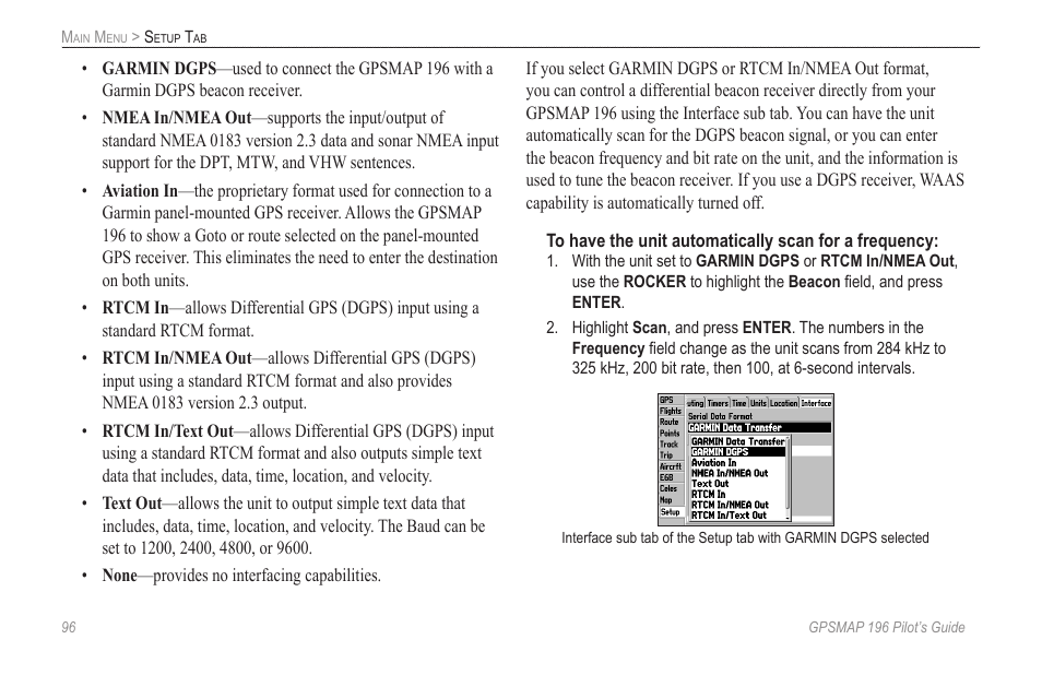 Garmin GPSMAP 196 User Manual | Page 104 / 132