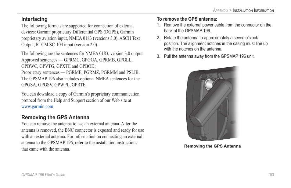 Garmin GPSMAP 196 User Manual | Page 111 / 132