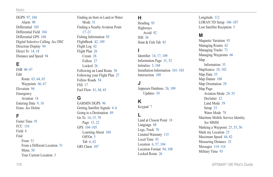 Garmin GPSMAP 196 User Manual | Page 126 / 132