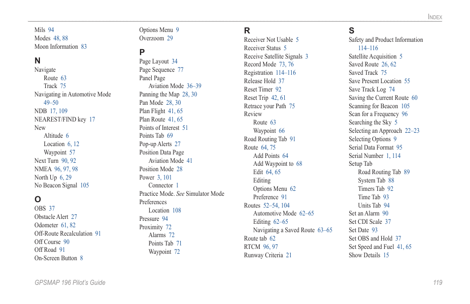 Garmin GPSMAP 196 User Manual | Page 127 / 132