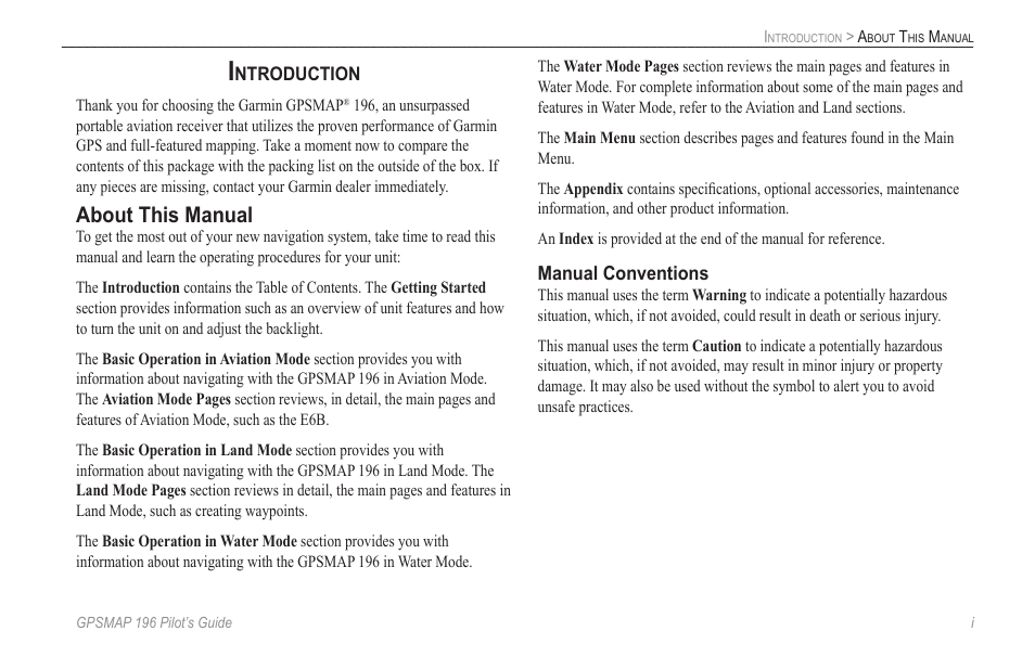 Introduction, About this manual | Garmin GPSMAP 196 User Manual | Page 3 / 132