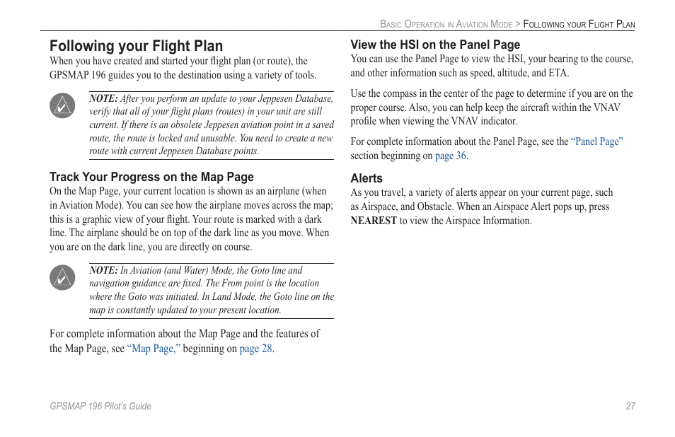 Following your flight plan | Garmin GPSMAP 196 User Manual | Page 35 / 132
