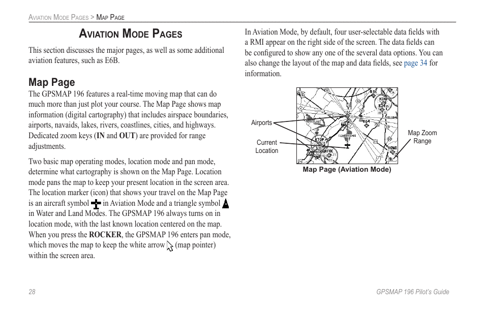 Map page | Garmin GPSMAP 196 User Manual | Page 36 / 132