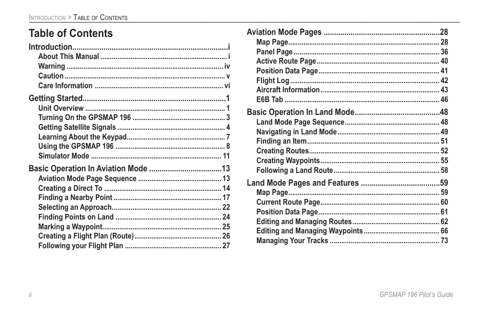 Garmin GPSMAP 196 User Manual | Page 4 / 132