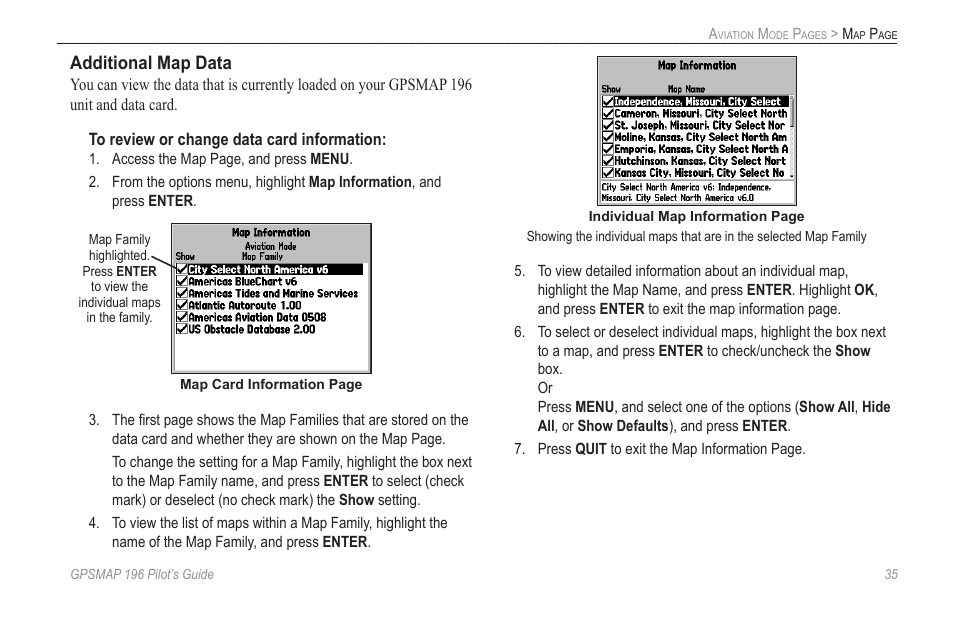 Additional map data | Garmin GPSMAP 196 User Manual | Page 43 / 132