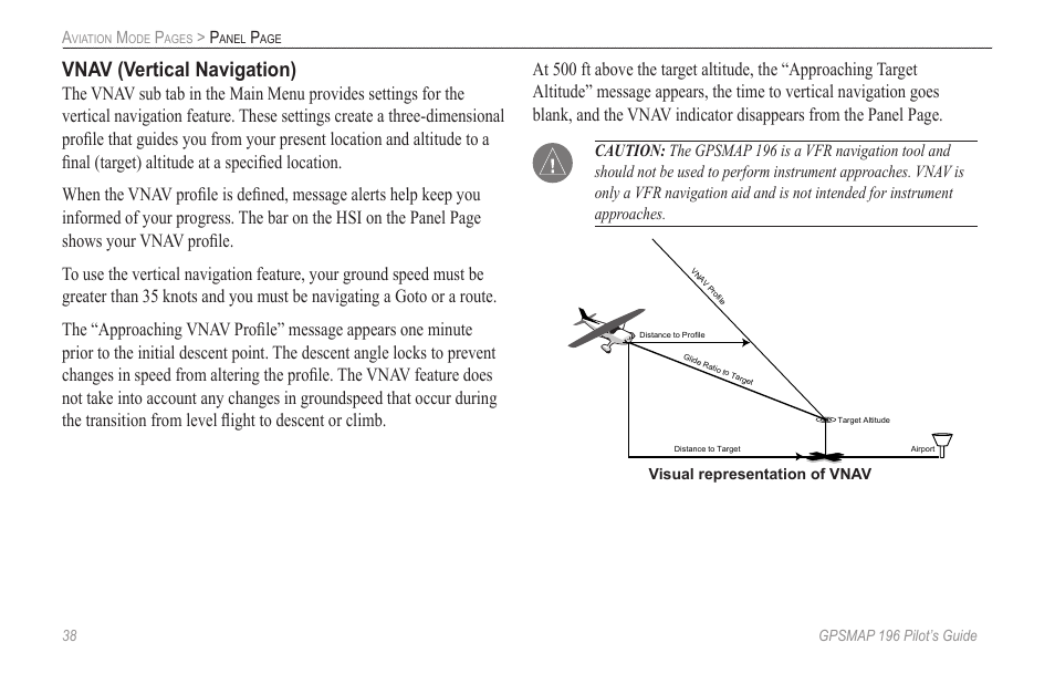 Vnav (vertical navigation) | Garmin GPSMAP 196 User Manual | Page 46 / 132