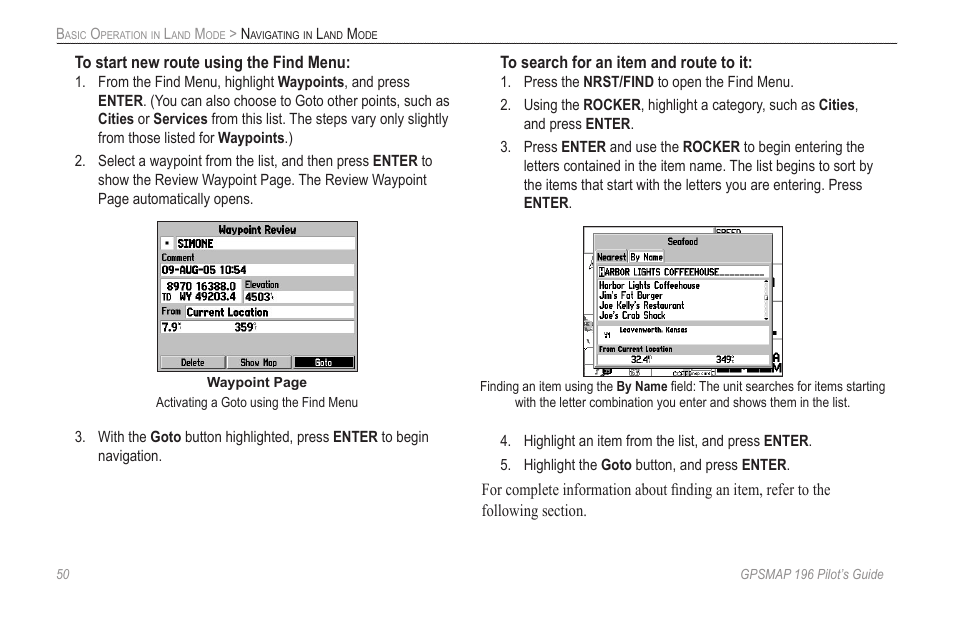 Garmin GPSMAP 196 User Manual | Page 58 / 132