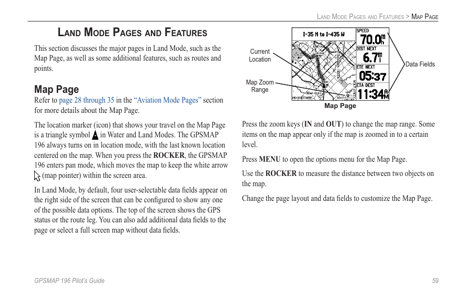 Map page | Garmin GPSMAP 196 User Manual | Page 67 / 132