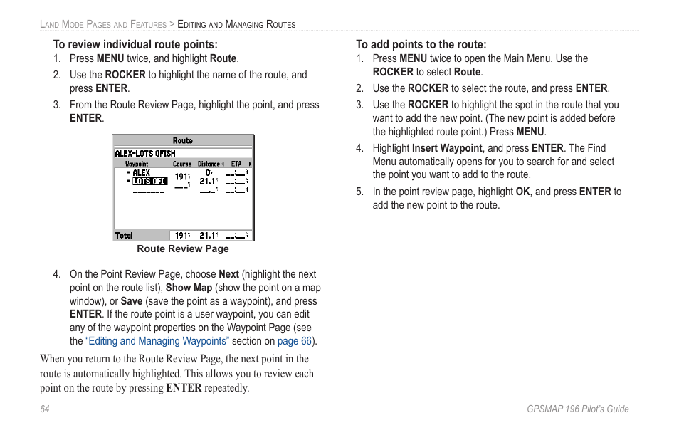 Garmin GPSMAP 196 User Manual | Page 72 / 132