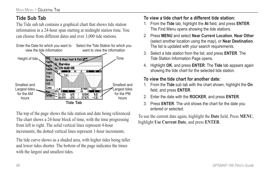 Tide sub tab | Garmin GPSMAP 196 User Manual | Page 94 / 132