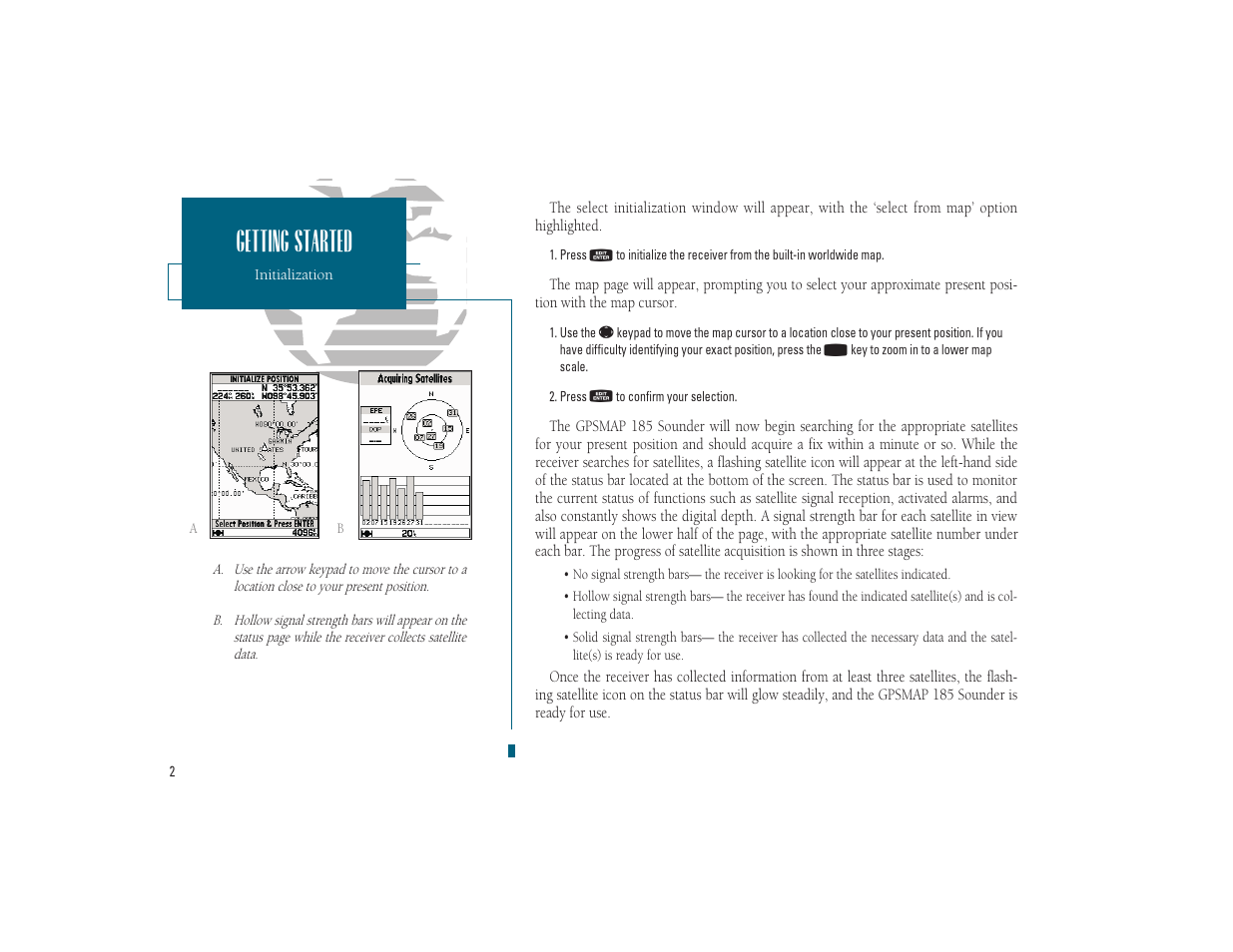 Getting started | Garmin GPSMAP 185 Sounder User Manual | Page 12 / 110