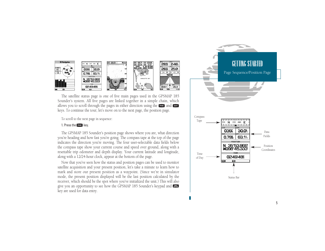 Getting started | Garmin GPSMAP 185 Sounder User Manual | Page 15 / 110