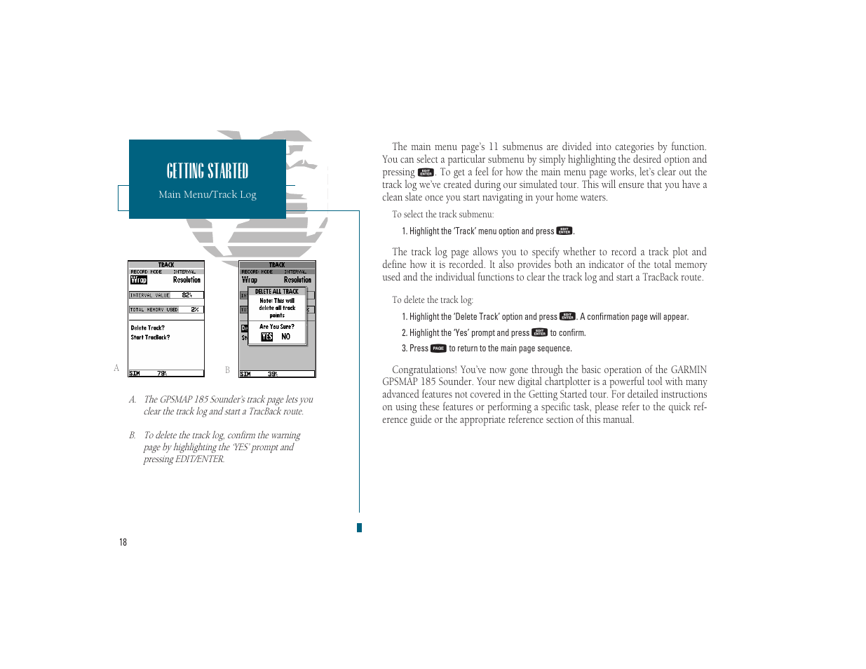 Getting started | Garmin GPSMAP 185 Sounder User Manual | Page 28 / 110