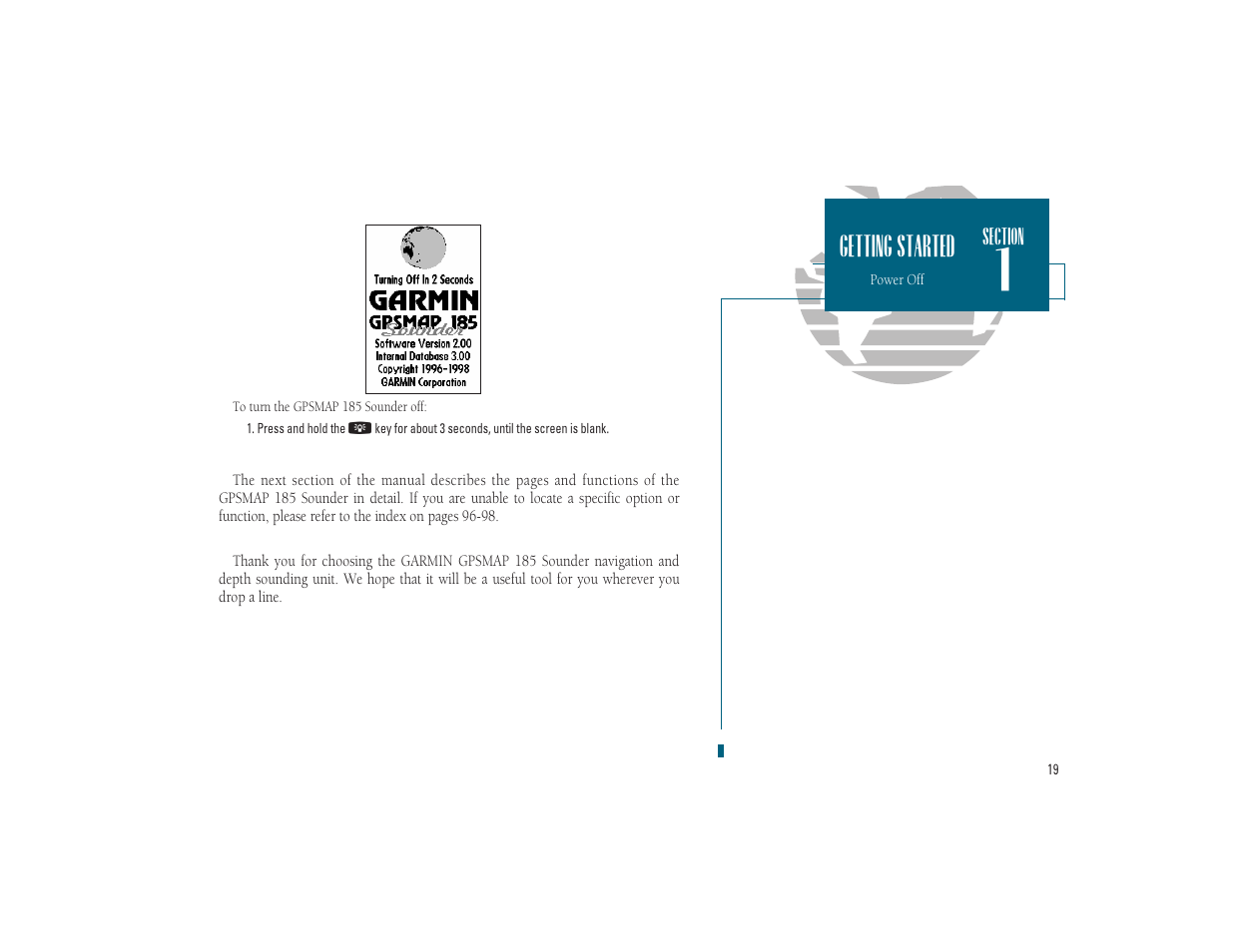 Getting started | Garmin GPSMAP 185 Sounder User Manual | Page 29 / 110