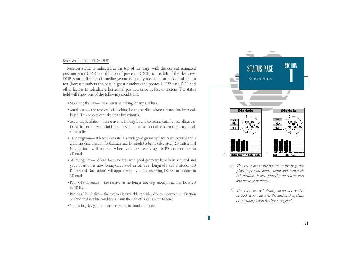 Status page | Garmin GPSMAP 185 Sounder User Manual | Page 31 / 110