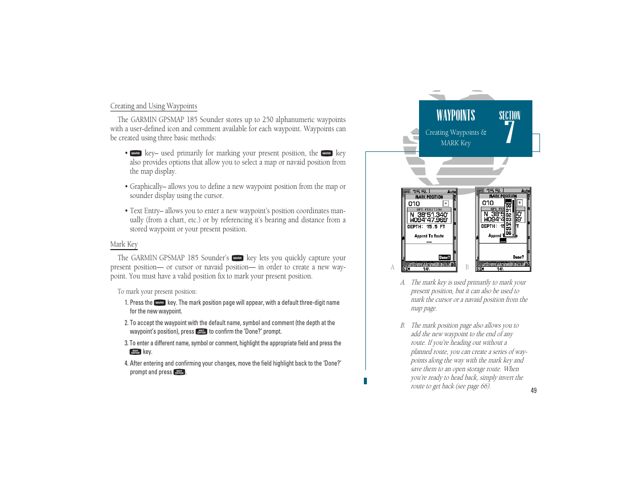 Waypoints | Garmin GPSMAP 185 Sounder User Manual | Page 59 / 110