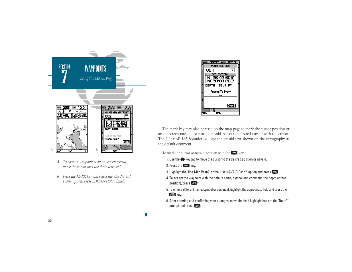 Waypoints | Garmin GPSMAP 185 Sounder User Manual | Page 60 / 110