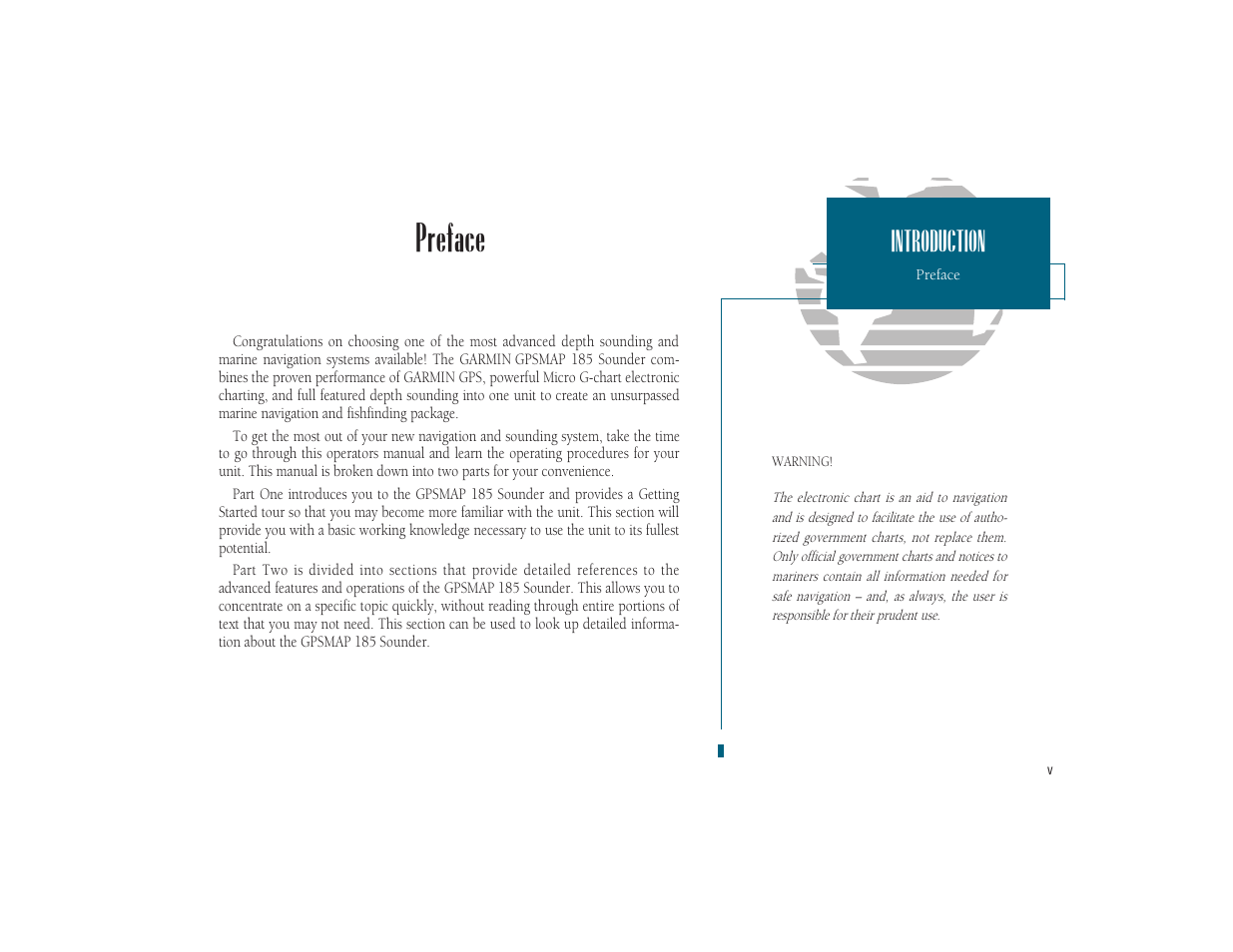 Preface, Introduction | Garmin GPSMAP 185 Sounder User Manual | Page 7 / 110