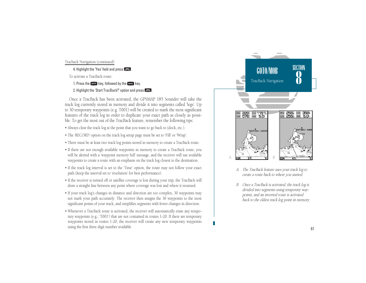 Goto/mob | Garmin GPSMAP 185 Sounder User Manual | Page 71 / 110