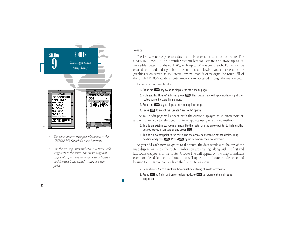 Routes | Garmin GPSMAP 185 Sounder User Manual | Page 72 / 110