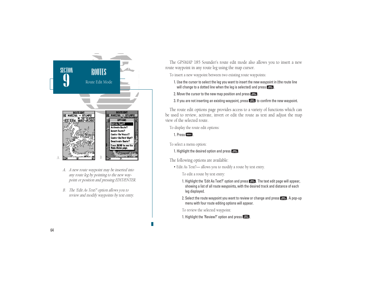 Routes | Garmin GPSMAP 185 Sounder User Manual | Page 74 / 110