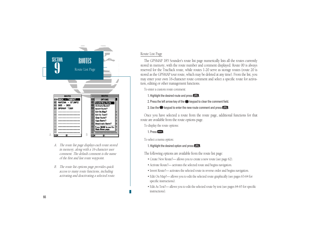 Routes | Garmin GPSMAP 185 Sounder User Manual | Page 76 / 110