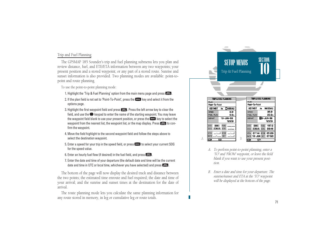 Setup menus | Garmin GPSMAP 185 Sounder User Manual | Page 81 / 110