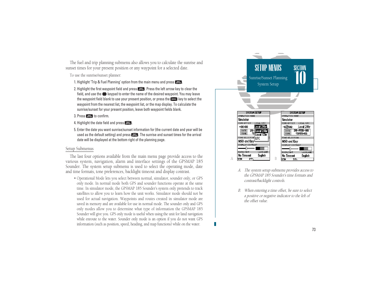 Setup menus | Garmin GPSMAP 185 Sounder User Manual | Page 83 / 110