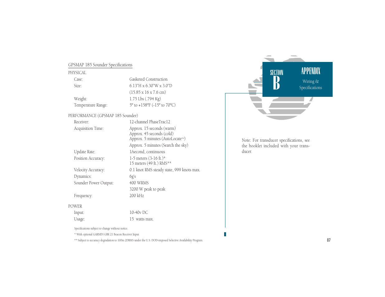 Appendix | Garmin GPSMAP 185 Sounder User Manual | Page 97 / 110