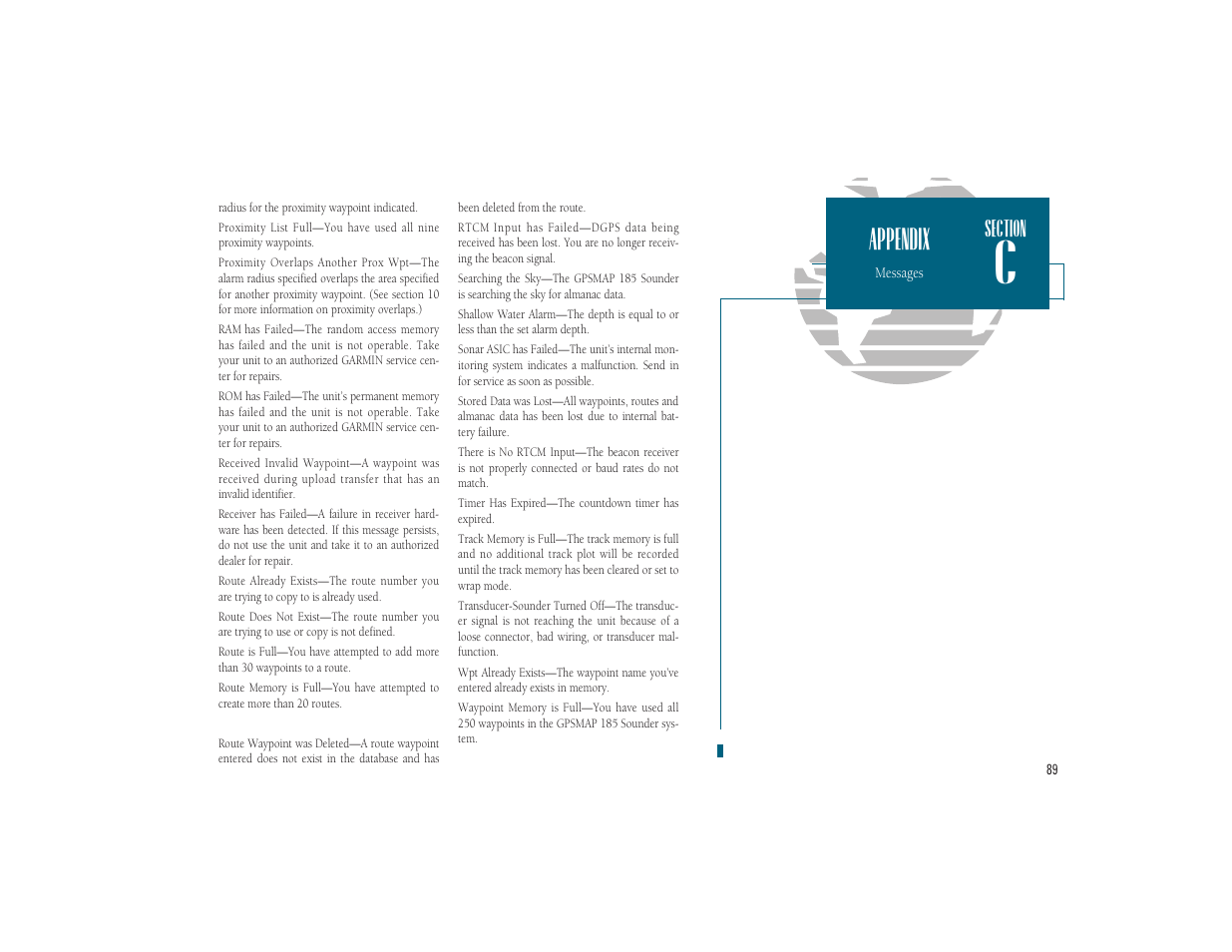 Appendix | Garmin GPSMAP 185 Sounder User Manual | Page 99 / 110