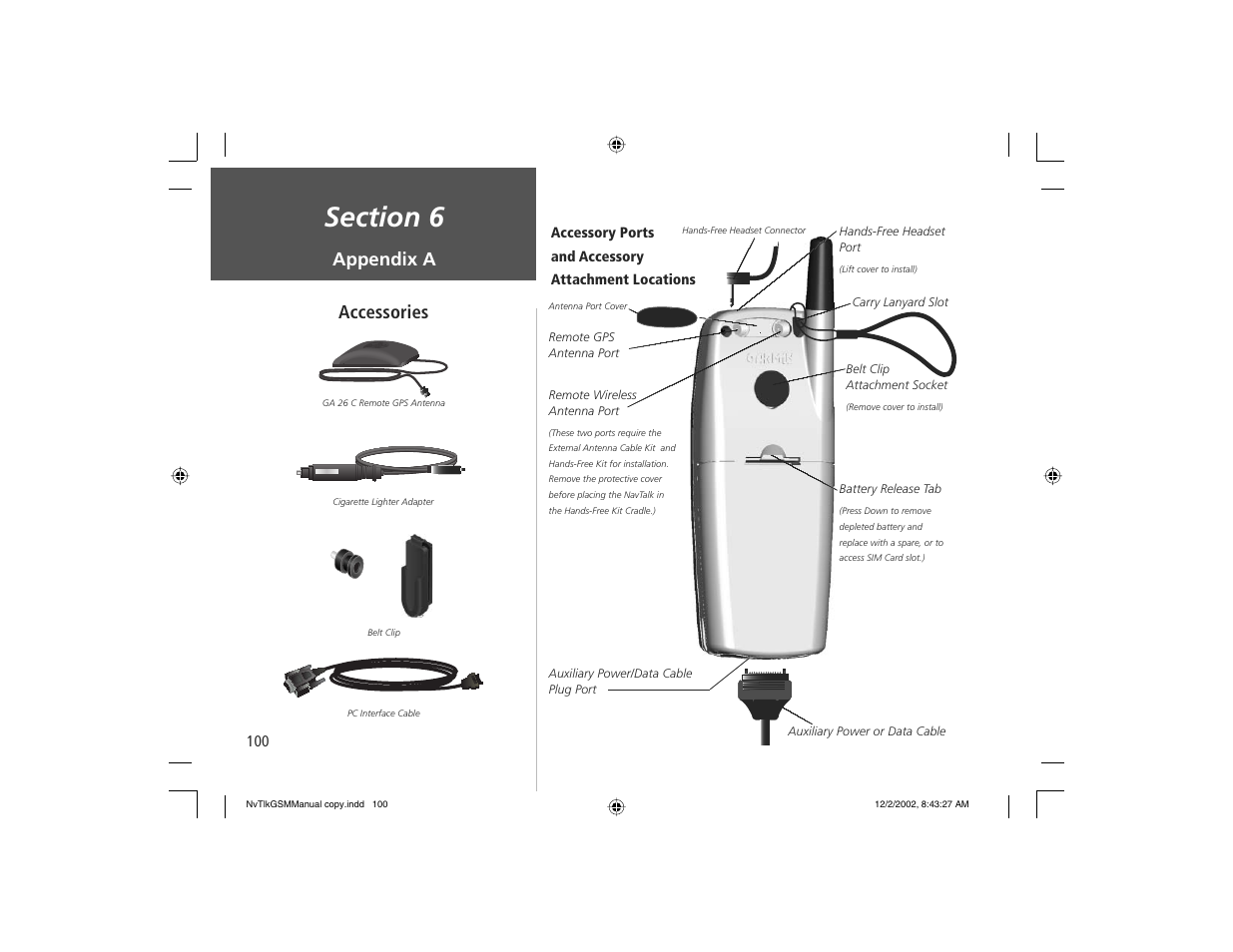 Appendix a accessories | Garmin NavTalk GSM User Manual | Page 110 / 130