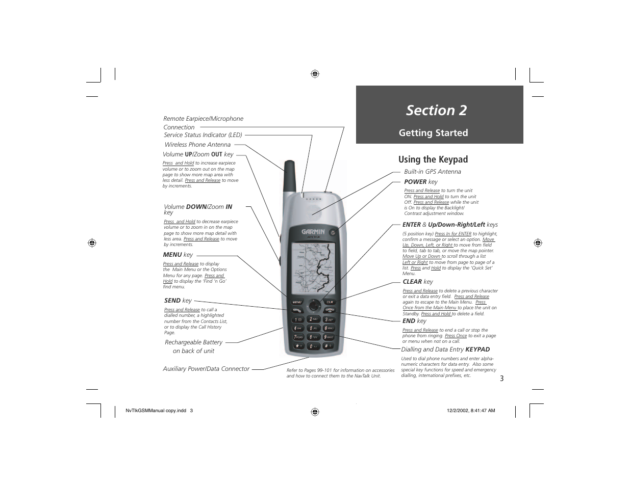 Getting started, Using the keypad | Garmin NavTalk GSM User Manual | Page 13 / 130