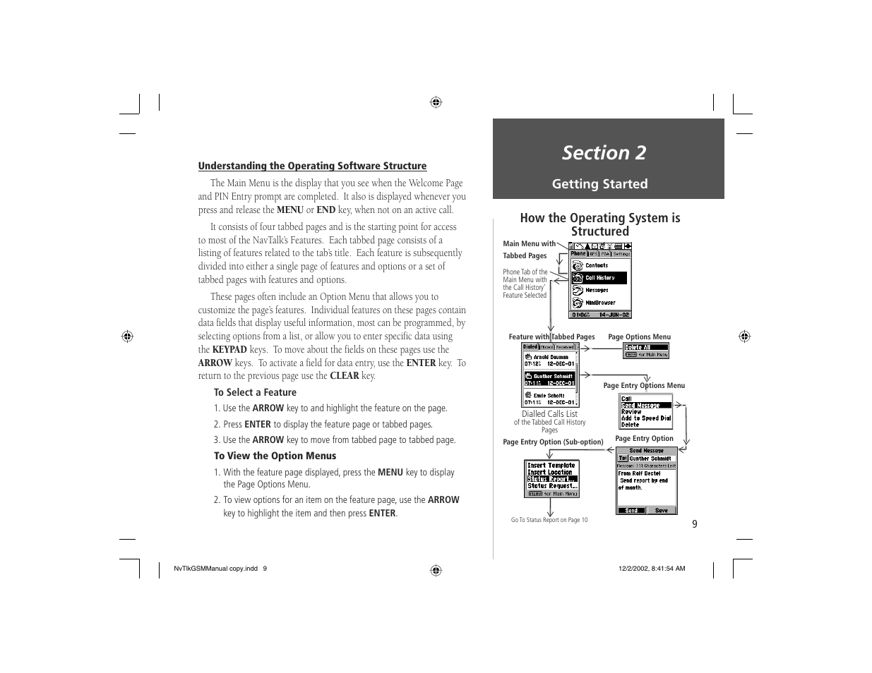 Getting started, How the operating system is structured | Garmin NavTalk GSM User Manual | Page 19 / 130