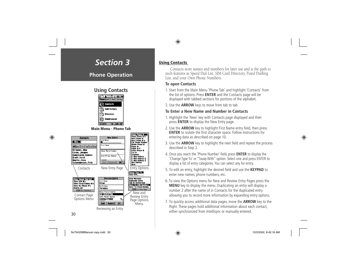 Phone operation using contacts | Garmin NavTalk GSM User Manual | Page 40 / 130