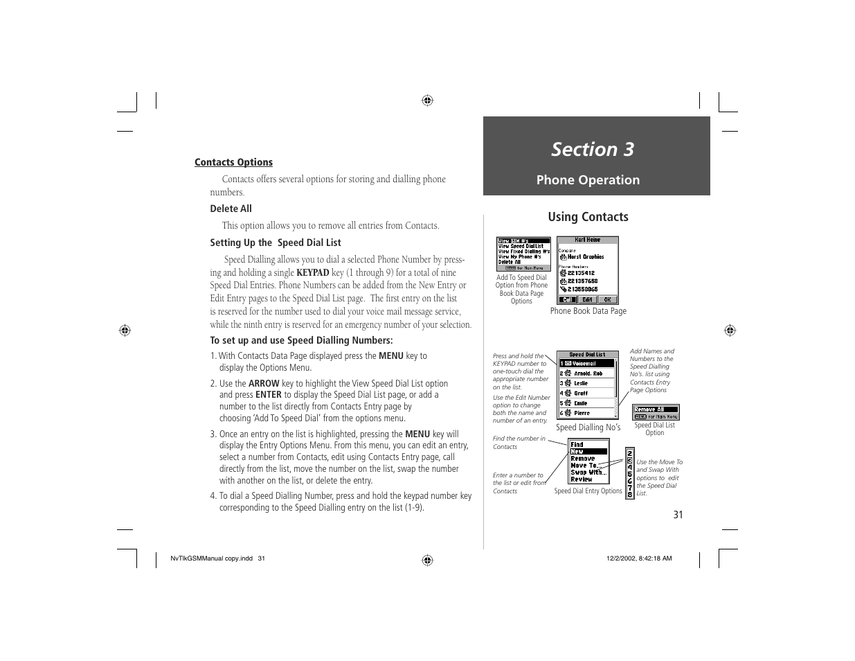 Using contacts phone operation | Garmin NavTalk GSM User Manual | Page 41 / 130