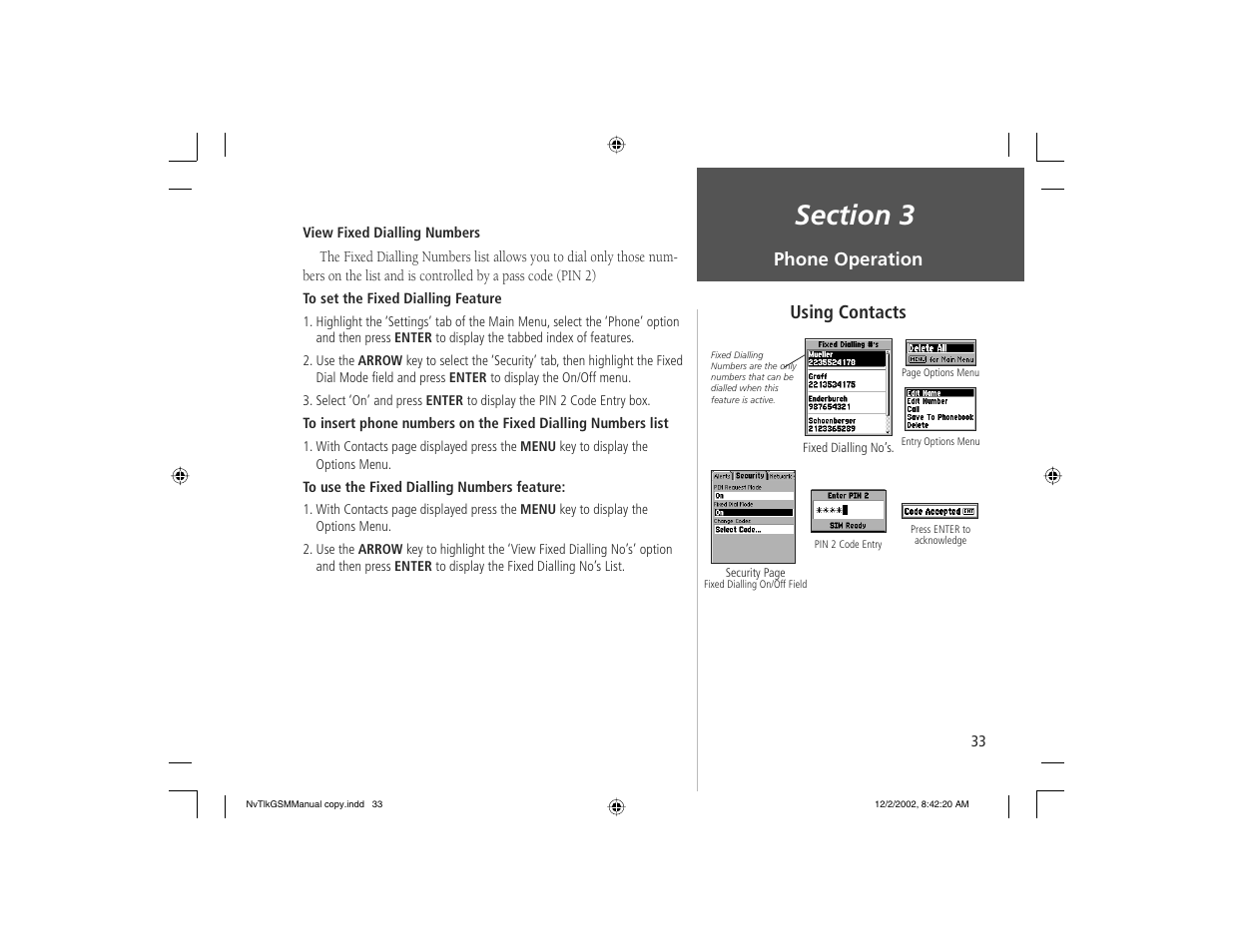 Phone operation using contacts | Garmin NavTalk GSM User Manual | Page 43 / 130