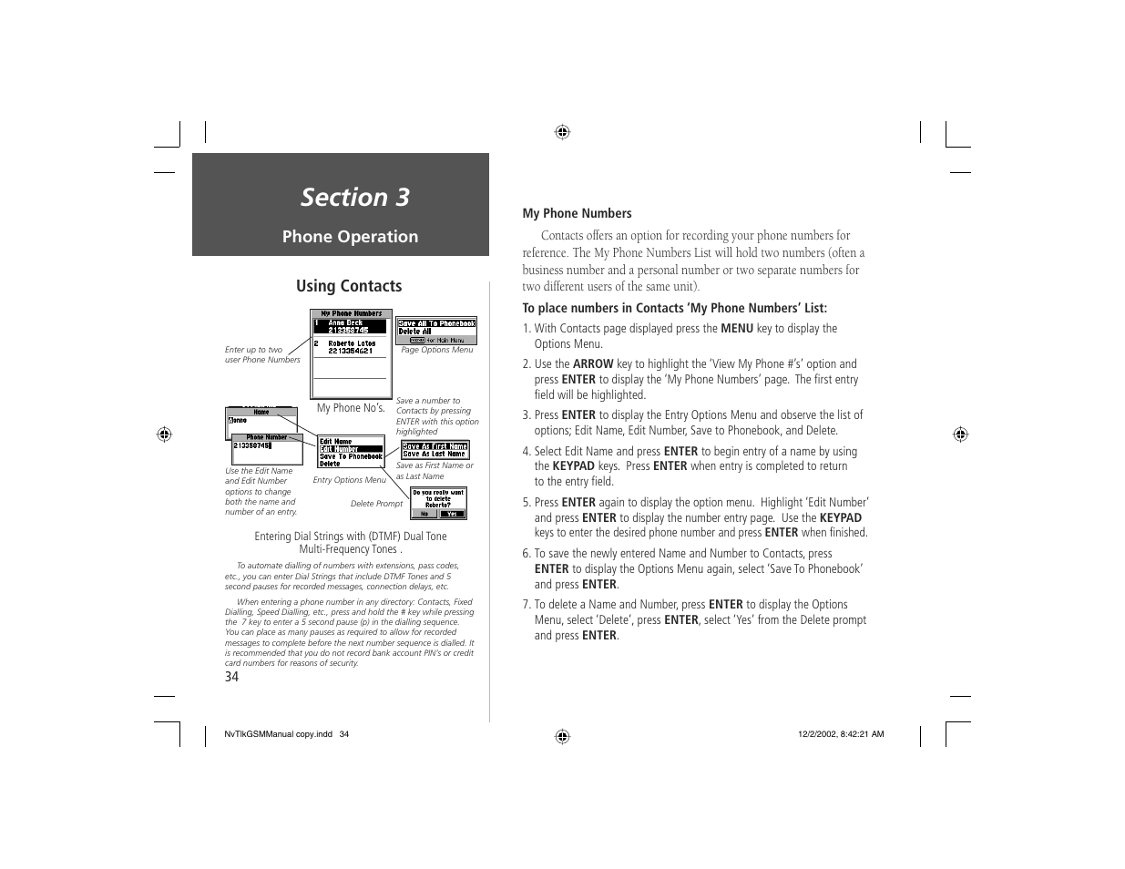 Phone operation using contacts | Garmin NavTalk GSM User Manual | Page 44 / 130