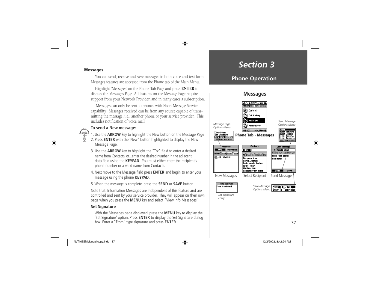 Phone operation, Messages | Garmin NavTalk GSM User Manual | Page 47 / 130