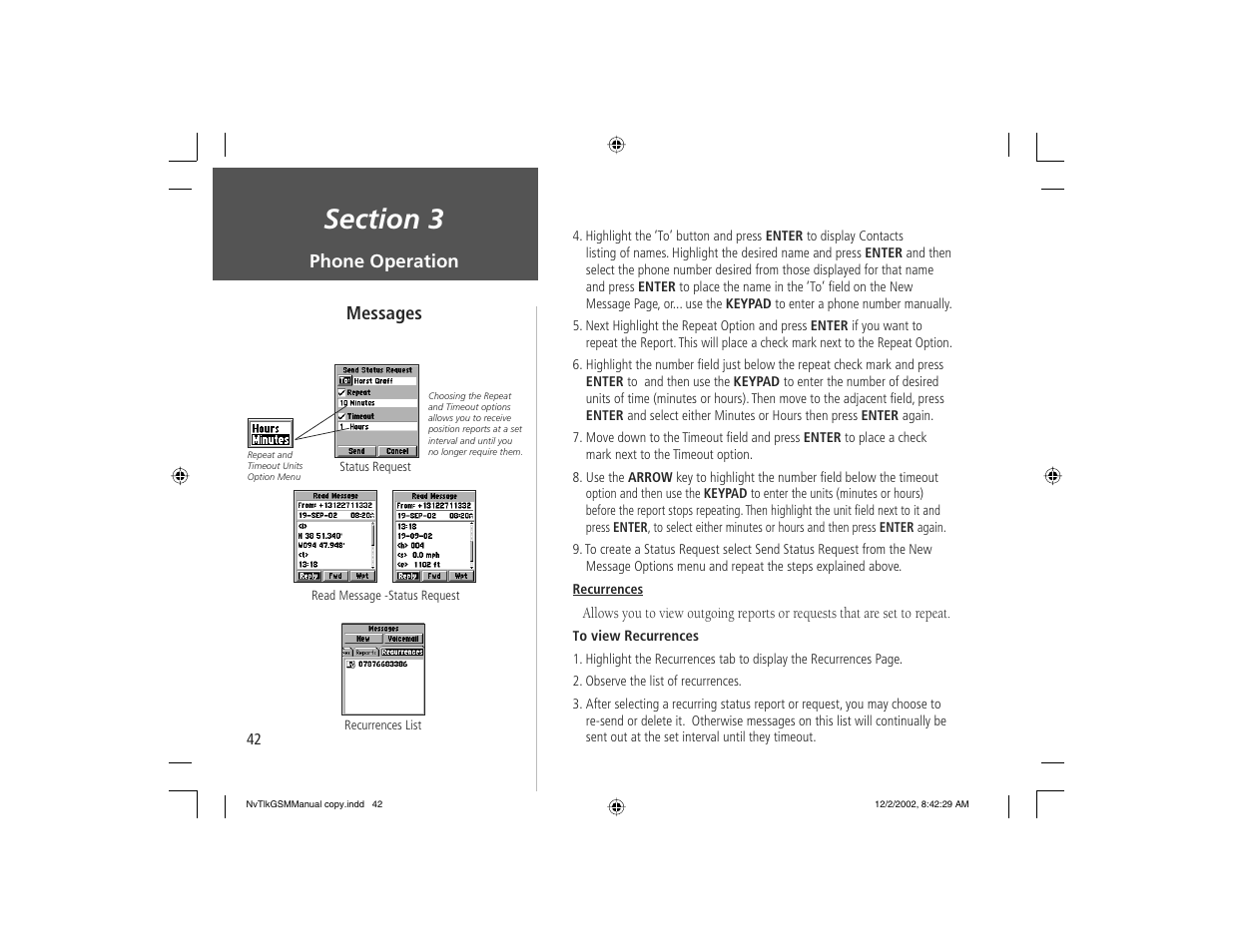 Messages, Phone operation | Garmin NavTalk GSM User Manual | Page 52 / 130