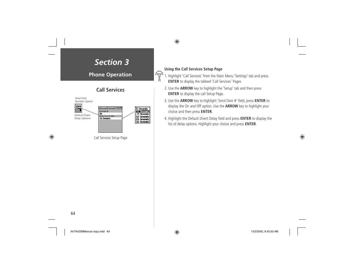 Phone operation, Call services | Garmin NavTalk GSM User Manual | Page 74 / 130