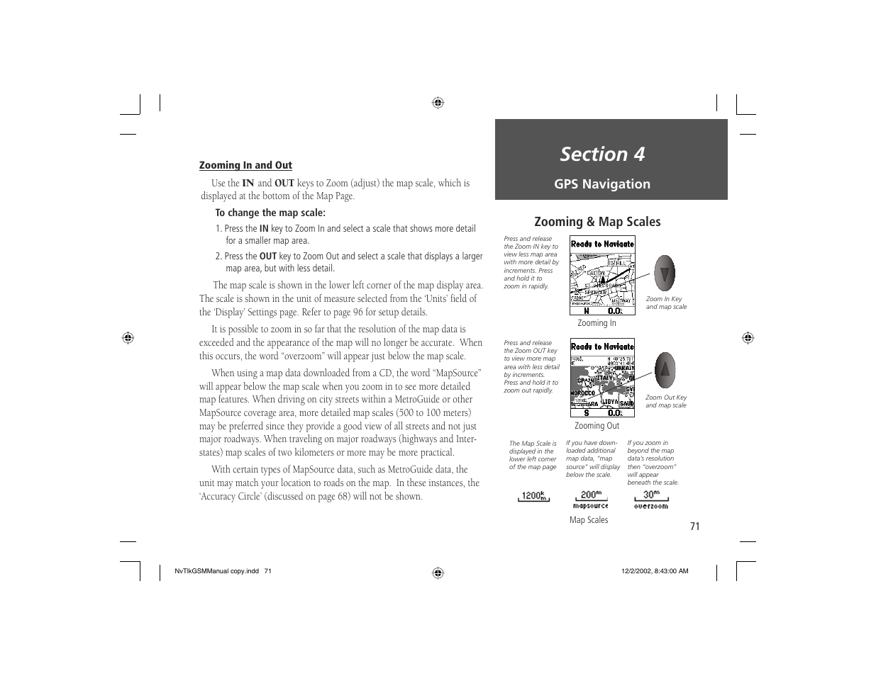 Gps navigation, Zooming & map scales | Garmin NavTalk GSM User Manual | Page 81 / 130