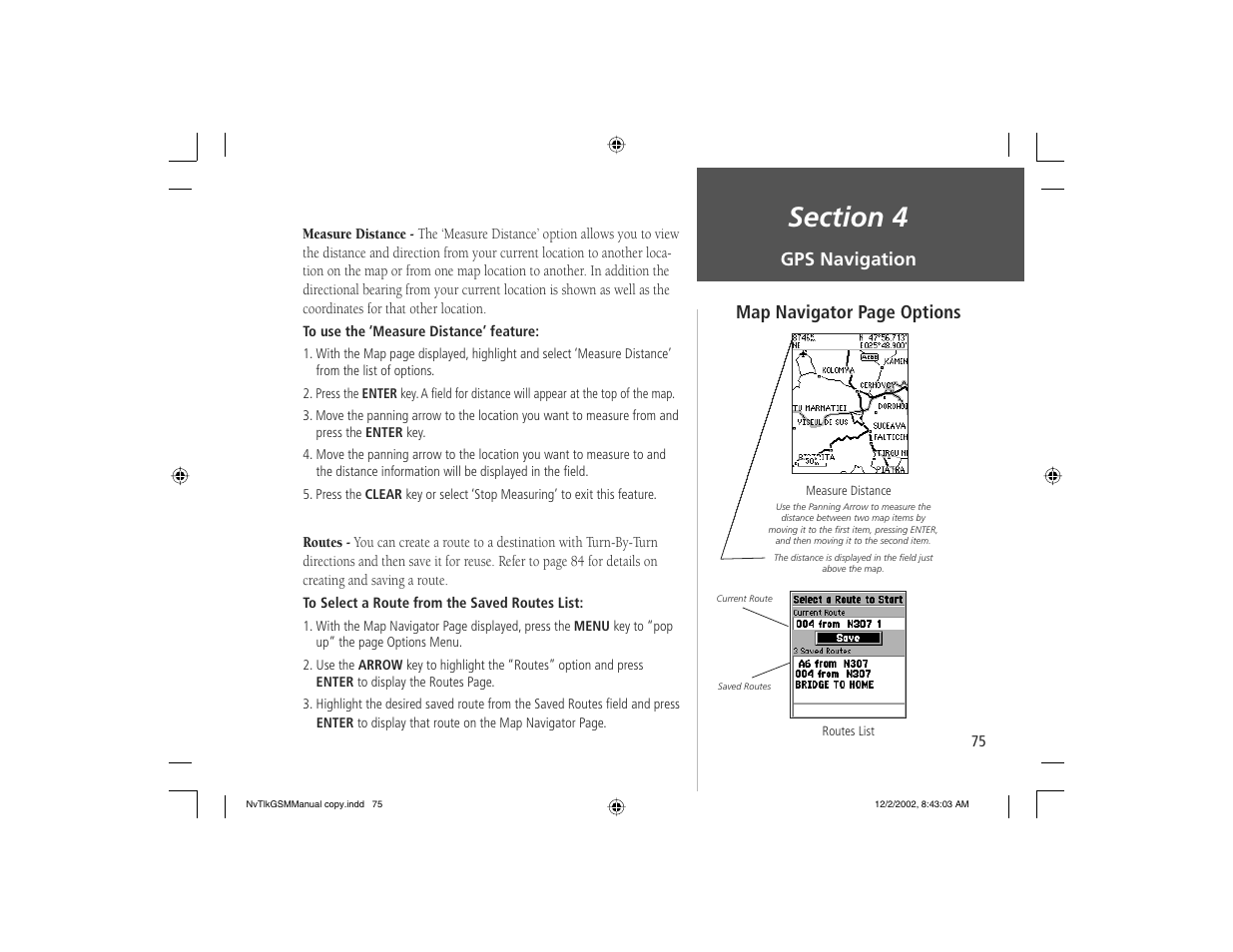 Gps navigation map navigator page options | Garmin NavTalk GSM User Manual | Page 85 / 130