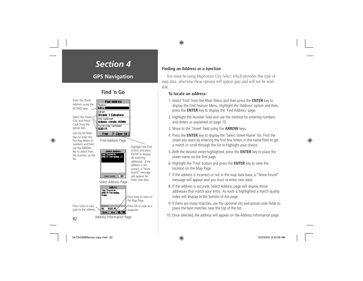 Gps navigation, Find ‘n go | Garmin NavTalk GSM User Manual | Page 92 / 130