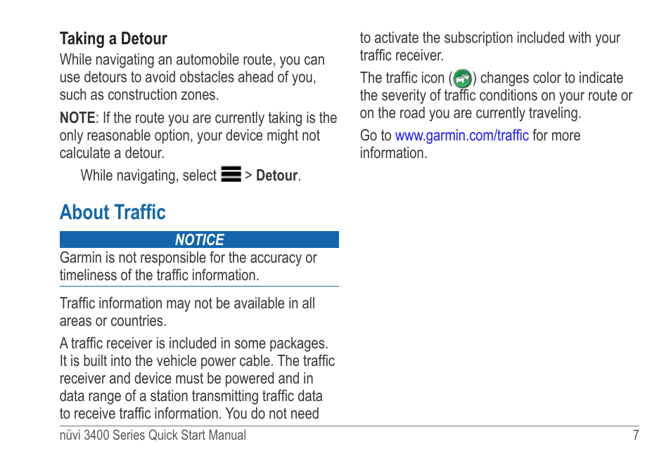 About traffic | Garmin nuvi 3490LT User Manual | Page 7 / 8