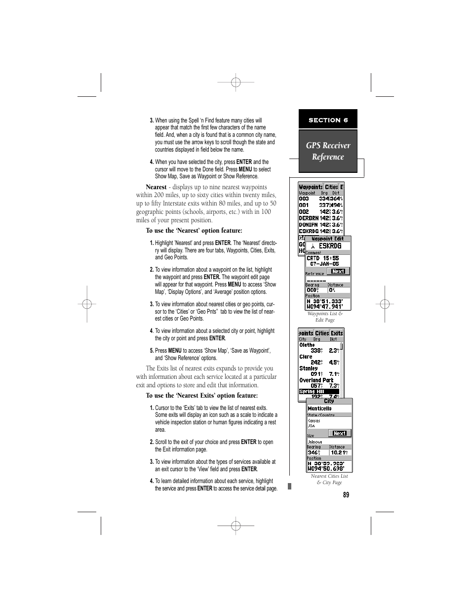 Gps receiver reference | Garmin NavTalk User Manual | Page 101 / 128