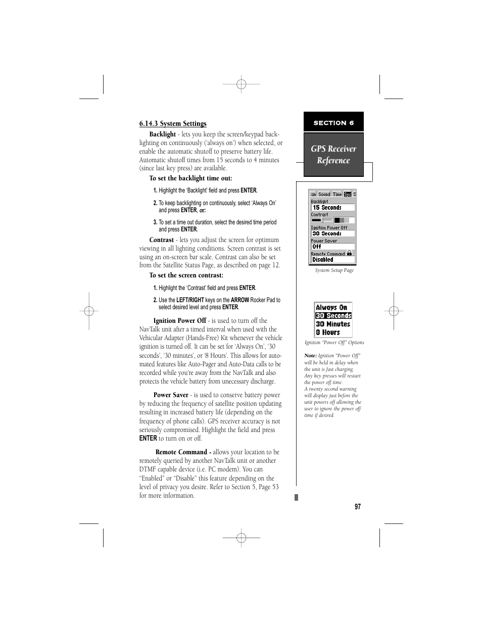 Gps receiver reference | Garmin NavTalk User Manual | Page 109 / 128