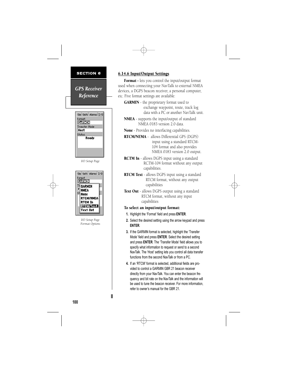 Gps receiver reference | Garmin NavTalk User Manual | Page 112 / 128